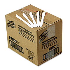 Dixie Plastic Cutlery, Mediumweight Knife, White, 1,000/Carton (PKM21)