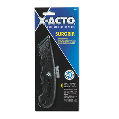 X-ACTO SurGrip Utility Knife with Contoured Metal Handle and Retractable Blade, Black (X3274)