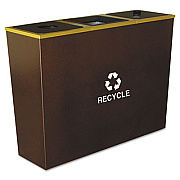 Ex-Cell Metro Collection Recycling Receptacle, Triple Stream, Steel, 54 gal, Brown (RCMTR3HCP)