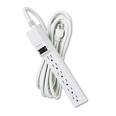 Fellowes Six-Outlet Power Strip, 120V, 15 ft Cord, 1.88 x 10.88 x 1.63, Platinum (99026)