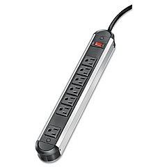 Fellowes 7-Outlet Metal Power Strip,125V, 12 ft Cord, 2.13 x 14.25 x 1.75, Black/Silver (99089)