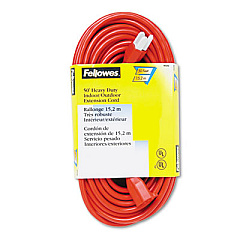 Fellowes Indoor/Outdoor Heavy-Duty 3-Prong Plug Extension Cord, 1-Outlet, 50ft, Orange (99598)