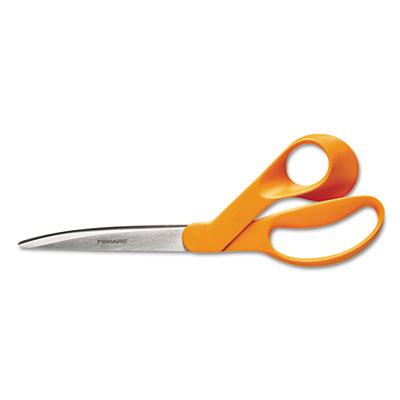 Fiskars HOME AND OFFICE SCISSORS, 9" LONG, 4.5" CUT LENGTH, ORANGE OFFSET HANDLE (94417297J)