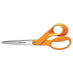 Fiskars HOME AND OFFICE SCISSORS, 8" LONG, 3.5" CUT LENGTH, ORANGE OFFSET HANDLE (94518697WJ)