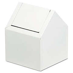 HOSPECO Double Entry, Swing Top Floor Receptacle, Metal, White (2201)