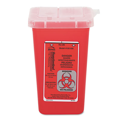 Impact Sharps Waste Receptacle, Square, Plastic, 32oz, Red (7350)