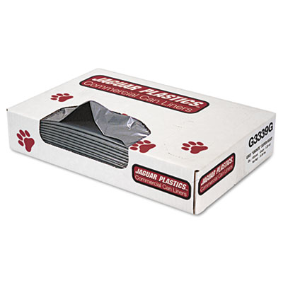 Jaguar Plastics INDUSTRIAL STRENGTH LOW-DENSITY COMMERCIAL CAN LINERS, 33 GAL, 1.3 MIL, 33" X 39", GRAY, 100/CARTON (JAGG3339G)