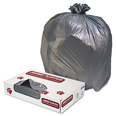 Jaguar Plastics INDUSTRIAL STRENGTH LOW-DENSITY COMMERCIAL CAN LINERS, 60 GAL, 1.3 MIL, 38" X 58", GRAY, 100/CARTON (JAGG3858G)