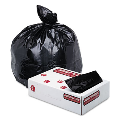 Jaguar Plastics INDUSTRIAL STRENGTH LOW-DENSITY COMMERCIAL CAN LINERS, 45 GAL, 1.7 MIL, 40" X 46", BLACK, 100/CARTON (JAGG4046HBL)