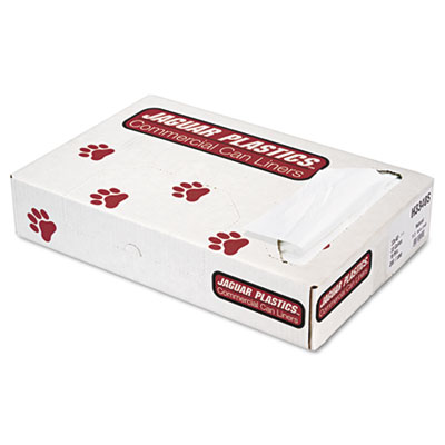 Jaguar Plastics INDUSTRIAL STRENGTH COMMERCIAL CAN LINERS FLAT PACK, 33 GAL, 16 MICRONS, 33" X 40", NATURAL, 200/CARTON (JAGH3340S)