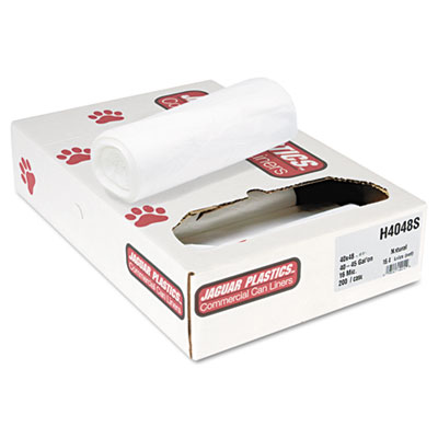 Jaguar Plastics INDUSTRIAL STRENGTH COMMERCIAL CAN LINERS FLAT PACK, 45 GAL, 16 MICRONS, 40" X 48", NATURAL, 200/CARTON (JAGH4048S)