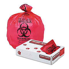 Jaguar Plastics HEALTH CARE TRASH CAN LINERS, 33 GAL, 1.3 MIL, 33" X 39", RED, 150/CARTON (JAGIW3339R)