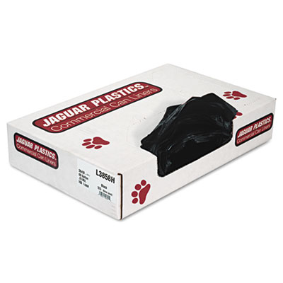 Jaguar Plastics INDUSTRIAL STRENGTH LOW-DENSITY COMMERCIAL CAN LINERS, 60 GAL, 0.7 MIL, 38" X 58", BLACK, 100/CARTON (JAGL3858H)