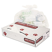 Jaguar Plastics INDUSTRIAL STRENGTH LOW-DENSITY COMMERCIAL CAN LINERS, 10 GAL, 0.5 MIL, 24" X 23", WHITE, 500/CARTON (JAGW2423X)