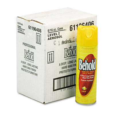 Ecolab Professional Behold Furniture Polish, Lemon Scent, 16 oz Aerosol Spray, 6/Carton (6196406)