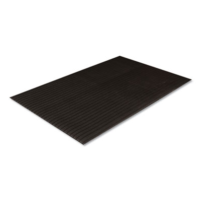 Crown Ribbed Vinyl Anti-Fatigue Mat, Rectangular, Black Ribbed Surface, 36" x 60" (FL3660BK)