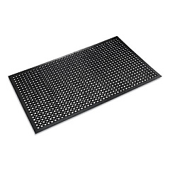 Crown Safewalk-Light Wet/Oily Floor Anti-Fatigue Drainage Mats, 0.5" Thick, 36" x 60", Black Perforated Surface (WSCT35BK)