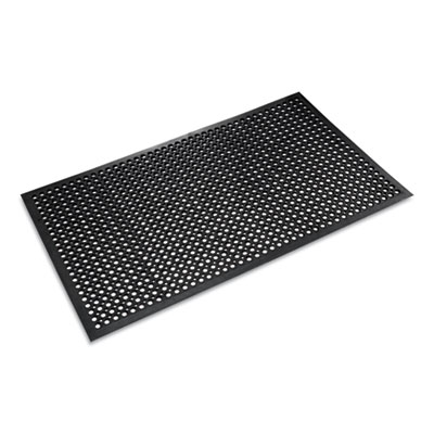 Crown Safewalk-Light Wet/Oily Floor Anti-Fatigue Drainage Mats, 0.5" Thick, 36" x 60", Black Perforated Surface (WSCT35BK)