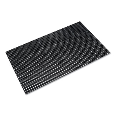 Crown Safewalk Heavy-Duty Anti-Fatigue Drainage Mat, 0.88" Thick, 36" x 60", Black Raised Rib Perforated Surface (WSTF35BK)