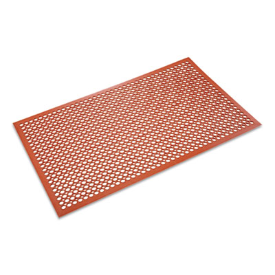 Crown Grease-Resistant Safewalk-Light Wet/Oily Floor Anti-Fatigue Drainage Mat, 0.5" Thick, 36 x 60, Terra Cotta Perforated Surface (WSCT35TC)