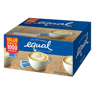 Equal Zero Calorie Sweetener, 0.035 oz Packet, 1000/Box (1236489)