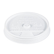 Dart Sip Thru Lids, Fits 10 oz to 14 oz Foam Cups, Plastic, White, 100/Pack, 10 Packs/Carton (12UL)