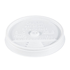 Dart Sip Thru Lids, Fits 10 oz to 14 oz Foam Cups, Plastic, White, 100/Pack, 10 Packs/Carton (12UL)