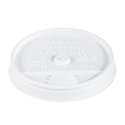 Dart Sip Thru Lids, Fits 10 oz to 14 oz Foam Cups, Plastic, White, 100/Pack, 10 Packs/Carton (12UL)
