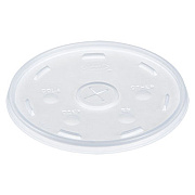 Dart Plastic Lids for Foam Cups, Bowls and Containers, Flat with Straw Slot, Fits 12-60 oz, Translucent, 500/Carton (32SL)