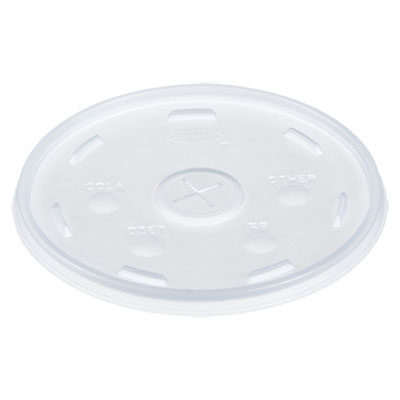Dart Plastic Lids for Foam Cups, Bowls and Containers, Flat with Straw Slot, Fits 12-60 oz, Translucent, 500/Carton (32SL)