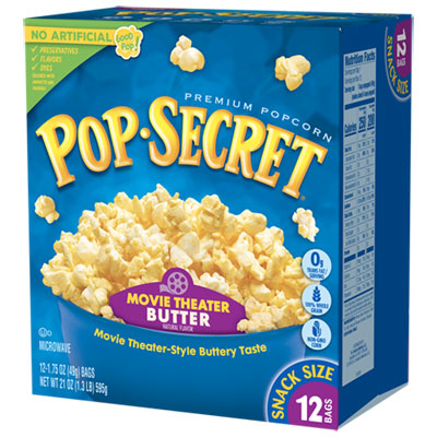 Pop Secret Microwave Popcorn, Movie Theatre Butter, 1.75 oz Bags, 12/Box (28783)
