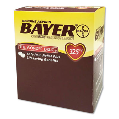 Bayer Aspirin Tablets, Two-Pack, 50 Packs/Box (BXBG50)