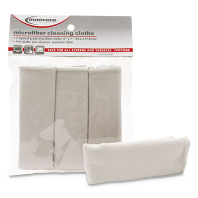 Innovera Microfiber Cleaning Cloths, 6" x 7", Gray, 3/Pack (IVR51506)