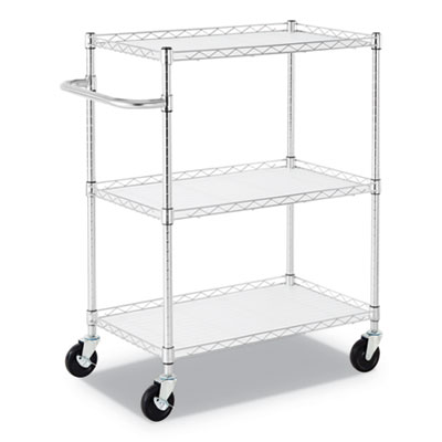 Alera 3-Shelf Wire Cart with Liners, 34.5w x 18d x 40h, Silver, 600-lb Capacity (ALESW333018SR)
