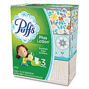 Puffs PLUS LOTION FACIAL TISSUE, WHITE, 2-PLY, 116 SHEETS/BOX, 3 BOXES/PACK (82086)
