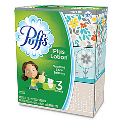Puffs PLUS LOTION FACIAL TISSUE, WHITE, 2-PLY, 116 SHEETS/BOX, 3 BOXES/PACK (82086)