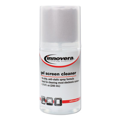 Innovera Anti-Static Gel Screen Cleaner, with Gray Microfiber Cloth, 4 oz Spray Bottle (IVR51520)