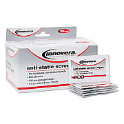 Innovera Antistatic Screen Cleaning Wipes, Cloth, 7 1/4 x 4 3/4, White, 100/Pack (IVR51516)