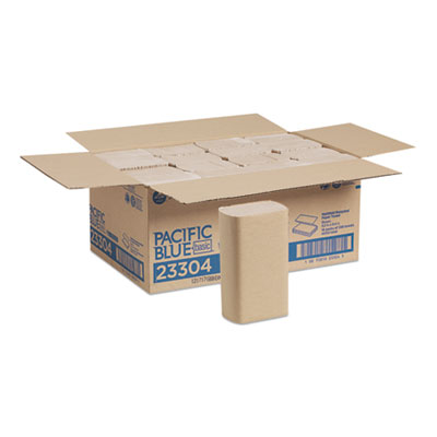 Georgia Pacific Professional Pacific Blue Basic M-Fold Paper Towels, 1-Ply, 9.2 x 9.4, Brown, 250/Pack, 16 Packs/Carton (23304)