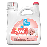 Dreft Ultra Laundry Detergent, Liquid, Baby Powder Scent, 150 oz Bottle, 4/Carton (80377CT)