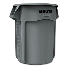 Rubbermaid Commercial Vented Round Brute Container, 55 gal, Plastic,  Gray (265500GY)