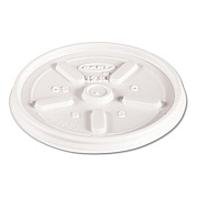 Dart Plastic Lids for Foam Cups, Bowls and Containers, Vented, Fits 6 oz to 14 oz, White, 100/Pack, 10 Packs/Carton (12JL)
