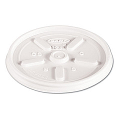 Dart Plastic Lids for Foam Cups, Bowls and Containers, Vented, Fits 6 oz to 14 oz, White, 100/Pack, 10 Packs/Carton (12JL)