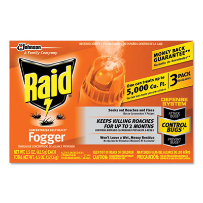 Raid Concentrated Deep Reach Fogger, 1.5 oz Aerosol Spray, 3/Pack, 12 Packs/Carton (305690)