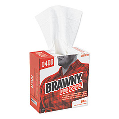 Brawny Professional Medium Duty Premium DRC Wipers, 1-Ply, 9.25 x 16.3, Unscented, White, 90 Wipes/Box, 10 Boxes/Carton (2007003CT)