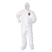 KleenGuard A80 Elastic-Cuff Hood and Boot Coveralls, Large, White, 12/Carton (45663)