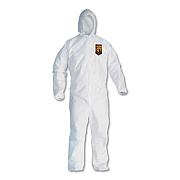 KleenGuard A30 Elastic-Back and Cuff Hooded Coveralls, 2X-Large, White, 25/Carton (46115)