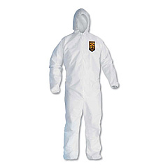 KleenGuard A30 Elastic-Back and Cuff Hooded Coveralls, 2X-Large, White, 25/Carton (46115)