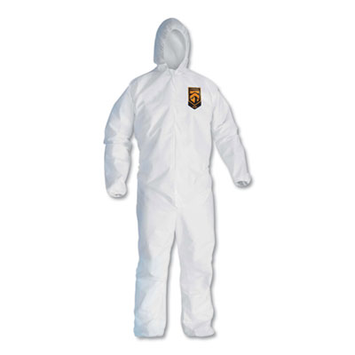 KleenGuard A30 Elastic-Back and Cuff Hooded Coveralls, 2X-Large, White, 25/Carton (46115)