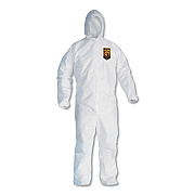 KleenGuard A30 Elastic-Back and Cuff Hooded Coveralls, White, 4X-Large, 25/Carton (46117)